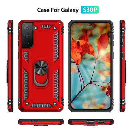 For Samsung Galaxy S21+ 5G Shockproof TPU + PC Protective Case with 360 Degree Rotating Holder(Red)-garmade.com