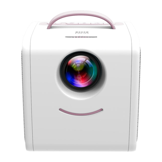 Q2 LED 1080P Mini Portable Projector Children Projector, Plug Type:UK Plug(Pink White)-garmade.com