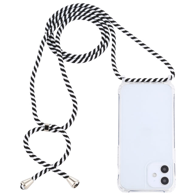 Transparent Acrylic Airbag Shockproof Phone Protective Case with Lanyard For iPhone 12 Mini(Zebra)-garmade.com