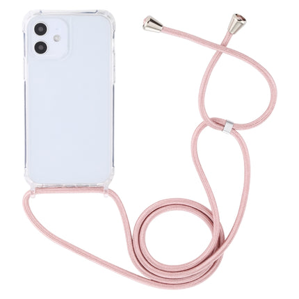 Transparent Acrylic Airbag Shockproof Phone Protective Case with Lanyard For iPhone 12 Mini(Rose Gold)-garmade.com