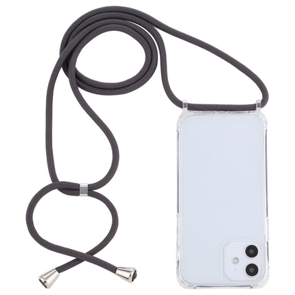 Transparent Acrylic Airbag Shockproof Phone Protective Case with Lanyard For iPhone 12 Mini(Dark Grey)-garmade.com