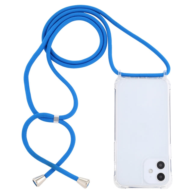Transparent Acrylic Airbag Shockproof Phone Protective Case with Lanyard For iPhone 12 Mini(Blue)-garmade.com