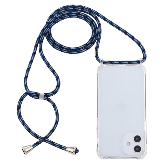 Transparent Acrylic Airbag Shockproof Phone Protective Case with Lanyard For iPhone 12 Mini(Gradient Blue)-garmade.com