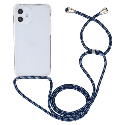 Transparent Acrylic Airbag Shockproof Phone Protective Case with Lanyard For iPhone 12 Mini(Gradient Blue)-garmade.com