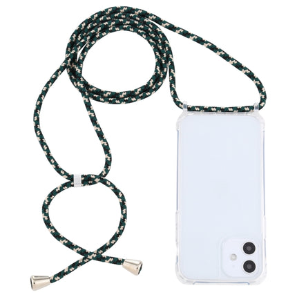 Transparent Acrylic Airbag Shockproof Phone Protective Case with Lanyard For iPhone 12 Mini(Green Beige Black)-garmade.com