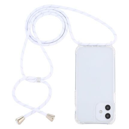 Transparent Acrylic Airbag Shockproof Phone Protective Case with Lanyard For iPhone 12 Mini(White Gold)-garmade.com