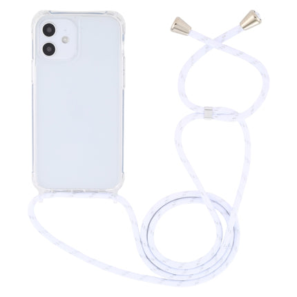 Transparent Acrylic Airbag Shockproof Phone Protective Case with Lanyard For iPhone 12 Mini(White Gold)-garmade.com