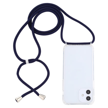 Transparent Acrylic Airbag Shockproof Phone Protective Case with Lanyard For iPhone 12 Mini(Navy Blue)-garmade.com