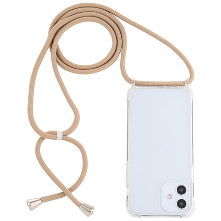 Transparent Acrylic Airbag Shockproof Phone Protective Case with Lanyard For iPhone 12 Mini(Camel)-garmade.com