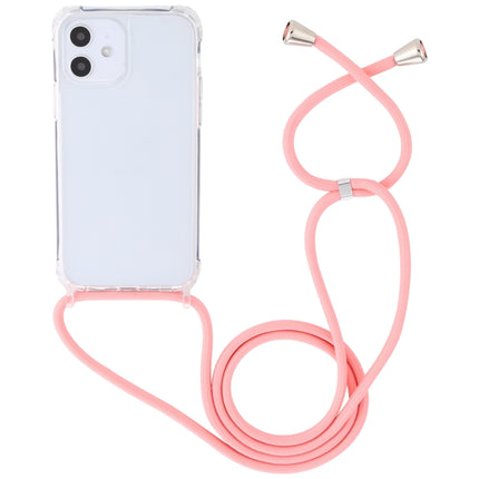 Transparent Acrylic Airbag Shockproof Phone Protective Case with Lanyard For iPhone 12 Mini(Pink)-garmade.com