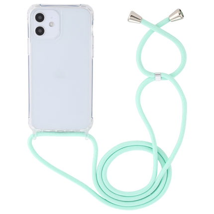 Transparent Acrylic Airbag Shockproof Phone Protective Case with Lanyard For iPhone 12 Mini(Mint Green)-garmade.com