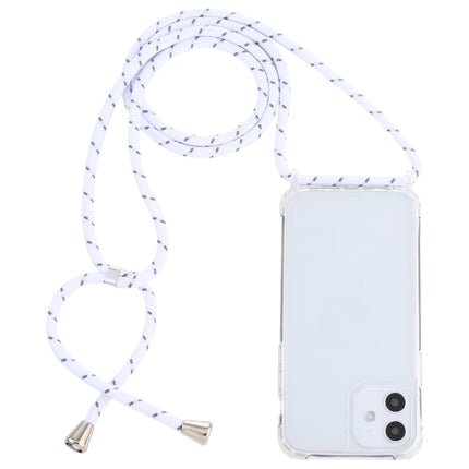Transparent Acrylic Airbag Shockproof Phone Protective Case with Lanyard For iPhone 12 Mini(White Grey Rough Grain)-garmade.com