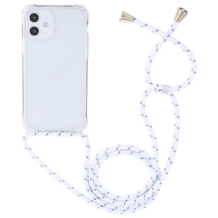 Transparent Acrylic Airbag Shockproof Phone Protective Case with Lanyard For iPhone 12 Mini(White Grey Rough Grain)-garmade.com