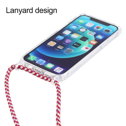Transparent Acrylic Airbag Shockproof Phone Protective Case with Lanyard For iPhone 12 / 12 Pro(Pink Apricot Coffee)-garmade.com