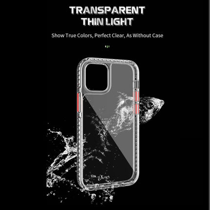 2 in 1 Ultra Clear Shockproof PC+ TPU Case with Removable Color Button For iPhone 11 Pro Max(Transparent Black)-garmade.com