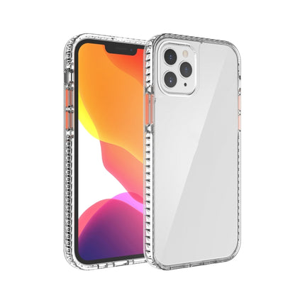 2 in 1 Ultra Clear Shockproof PC+ TPU Case with Removable Color Button For iPhone 12 / 12 Pro(Orange)-garmade.com