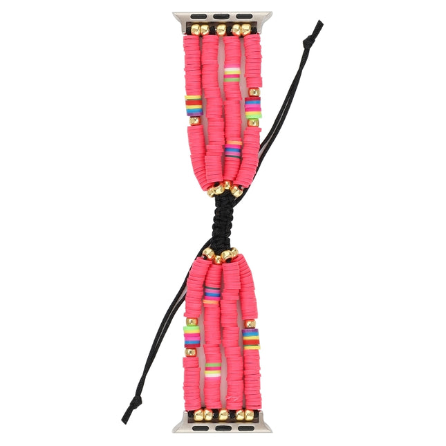 Bohemian Style Soft Ceramic Beaded Strap For Apple Series 6 & SE & 5 & 4 44mm / 3 & 2 & 1 42mm(Rose Red)-garmade.com