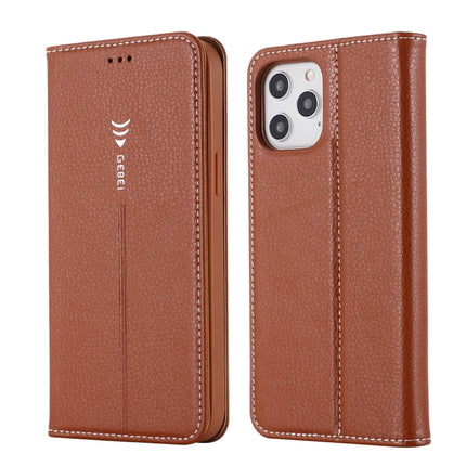 GEBEI PU+TPU Horizontal Flip Protective Case with Holder & Card Slots For iPhone 12 mini(Brown)-garmade.com