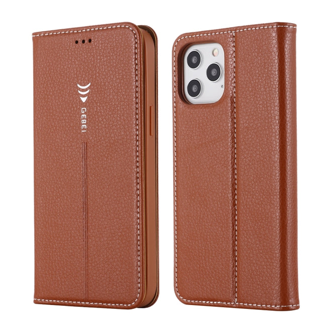 GEBEI PU+TPU Horizontal Flip Protective Case with Holder & Card Slots For iPhone 12 / 12 Pro(Brown)-garmade.com