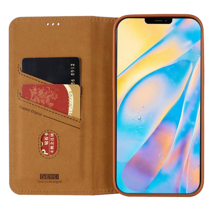 GEBEI PU+TPU Horizontal Flip Protective Case with Holder & Card Slots For iPhone 12 Pro Max(Brown)-garmade.com
