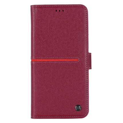 GEBEI Top-grain Leather Horizontal Flip Protective Case with Holder & Card Slots & Wallet & Photo Frame For iPhone 12 mini(Wine Red)-garmade.com