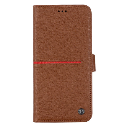 GEBEI Top-grain Leather Horizontal Flip Protective Case with Holder & Card Slots & Wallet & Photo Frame For iPhone 12 Pro Max(Brown)-garmade.com
