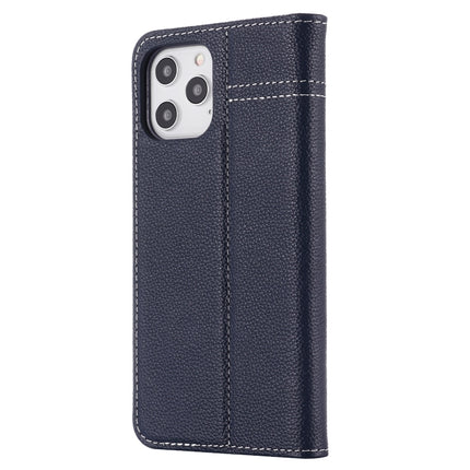 GEBEI Top-grain Leather Horizontal Flip Protective Case with Holder & Card Slots For iPhone 12 mini(Blue)-garmade.com