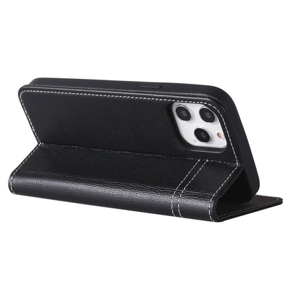 GEBEI Top-grain Leather Horizontal Flip Protective Case with Holder & Card Slots For iPhone 12 Pro Max(Black)-garmade.com