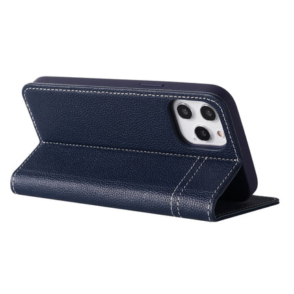 GEBEI Top-grain Leather Horizontal Flip Protective Case with Holder & Card Slots For iPhone 12 Pro Max(Blue)-garmade.com