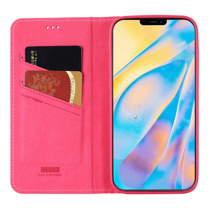 GEBEI Top-grain Leather Horizontal Flip Protective Case with Holder & Card Slots For iPhone 12 Pro Max(Rose Red)-garmade.com