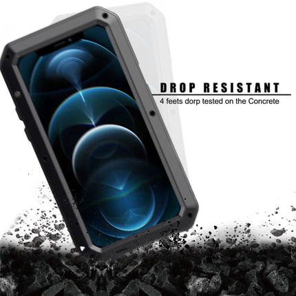 Shockproof Waterproof Silicone + Zinc Alloy Protective Case For iPhone 12 / 12 Pro(Black)-garmade.com