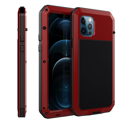 Shockproof Waterproof Silicone + Zinc Alloy Protective Case For iPhone 12 / 12 Pro(Red)-garmade.com