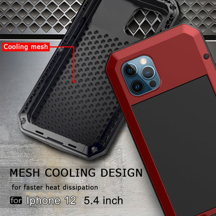 Shockproof Waterproof Silicone + Zinc Alloy Protective Case For iPhone 12 / 12 Pro(Red)-garmade.com