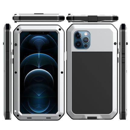 Shockproof Waterproof Silicone + Zinc Alloy Protective Case For iPhone 12 / 12 Pro(Silver)-garmade.com