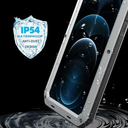 Shockproof Waterproof Silicone + Zinc Alloy Protective Case For iPhone 12 / 12 Pro(Silver)-garmade.com
