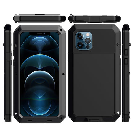 Shockproof Waterproof Silicone + Zinc Alloy Protective Case For iPhone 12 Pro Max(Black)-garmade.com