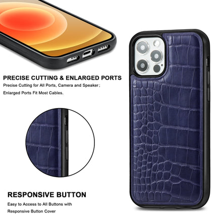 Crocodile Texture Embossing Magnetic PU + TPU Protective Magsafe Case For iPhone 12 / 12 Pro(Blue)-garmade.com