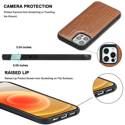 Crocodile Texture Embossing Magnetic PU + TPU Protective Magsafe Case For iPhone 12 / 12 Pro(Brown)-garmade.com