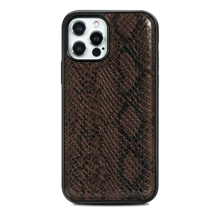 Python Texture Embossing Magnetic PU + TPU Protective MagSafe Case For iPhone 12 / 12 Pro(Brown)-garmade.com