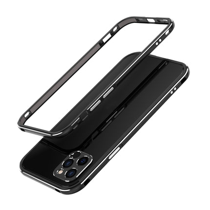 Aurora Series Lens Protector + Metal Frame Protective Case For iPhone 12 Pro Max(Black Silver)-garmade.com