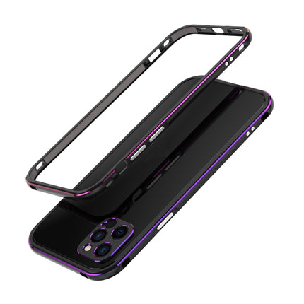 Aurora Series Lens Protector + Metal Frame Protective Case For iPhone 12 Pro Max(Black Purple)-garmade.com