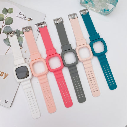 For Fitbit Versa 3 3D Silicone Integrated Replacement Strap Watchband(White)-garmade.com