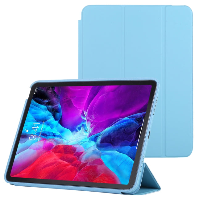 3-fold Horizontal Flip Smart Leather Case with Sleep / Wake-up Function & Holder For iPad Air 2022 / 2020 10.9(Blue)-garmade.com