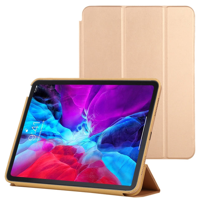 3-fold Horizontal Flip Smart Leather Case with Sleep / Wake-up Function & Holder For iPad Air 2022 / 2020 10.9(Gold)-garmade.com
