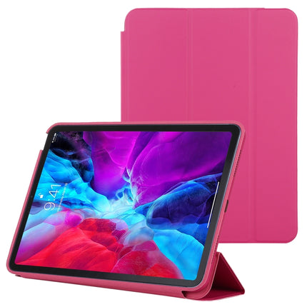3-fold Horizontal Flip Smart Leather Case with Sleep / Wake-up Function & Holder For iPad Air 2022 / 2020 10.9(Rose Red)-garmade.com