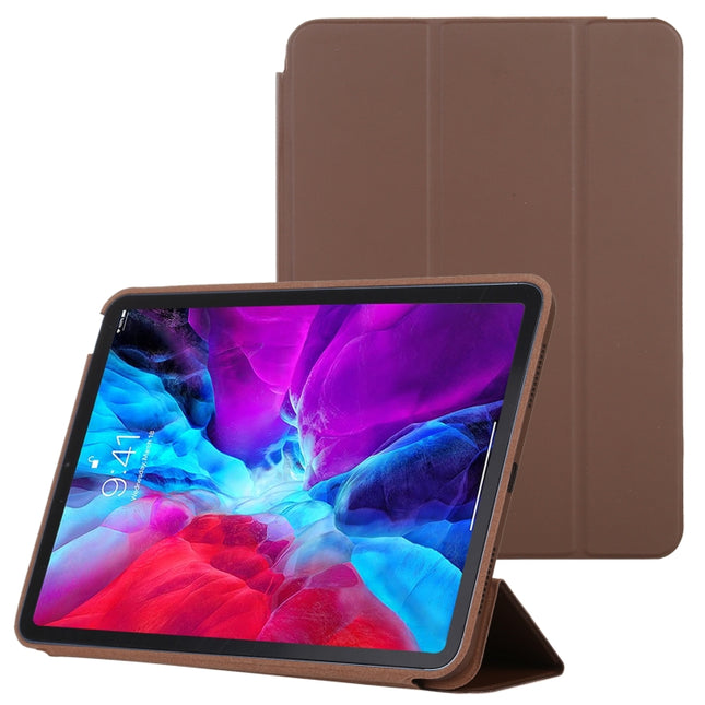 3-fold Horizontal Flip Smart Leather Case with Sleep / Wake-up Function & Holder For iPad Air 2022 / 2020 10.9(Brown)-garmade.com