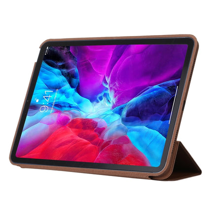 3-fold Horizontal Flip Smart Leather Case with Sleep / Wake-up Function & Holder For iPad Air 2022 / 2020 10.9(Brown)-garmade.com