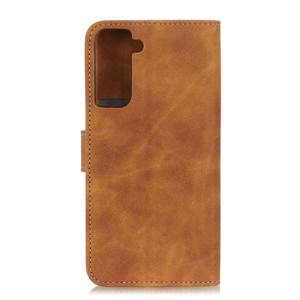 For Samsung Galaxy S21 5G KHAZNEH Retro Texture PU + TPU Horizontal Flip Leather Case with Holder & Card Slots & Wallet(Brown)-garmade.com