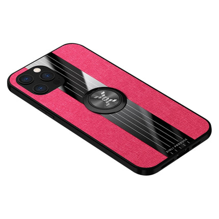 XINLI Stitching Cloth Textue Shockproof TPU Protective Case with Ring Holder For iPhone 12(Red)-garmade.com