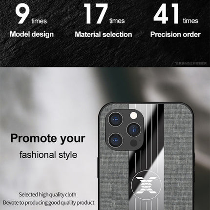 XINLI Stitching Cloth Textue Shockproof TPU Protective Case with Ring Holder For iPhone 12(Grey)-garmade.com